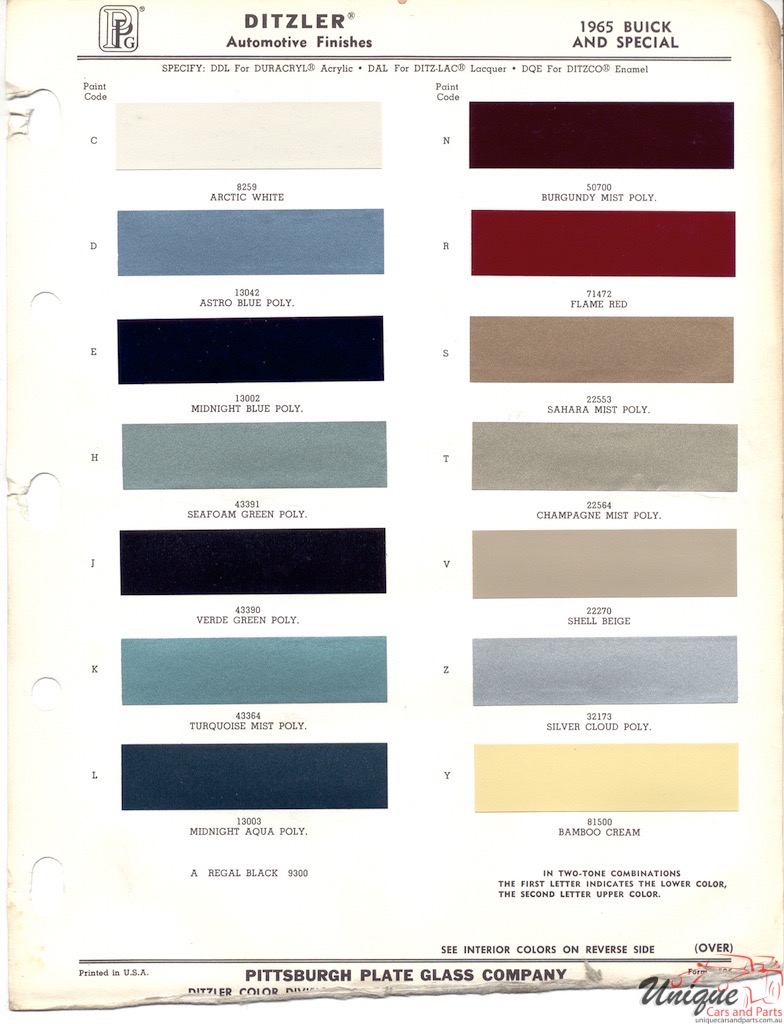 1965 Buick Paint Charts PPG 1